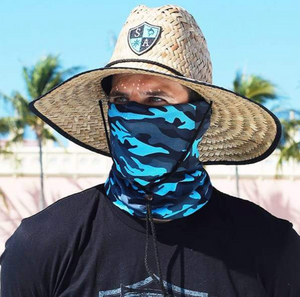 Face Shield Bandana • Aqua Military Blackout Camo