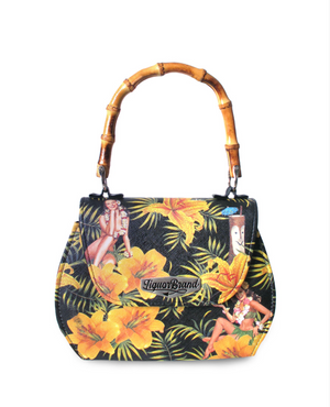 Womens Bag Liquorbrand HAWAIIAN TIKI Bamboo Handle