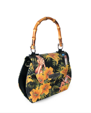 Womens Bag Liquorbrand HAWAIIAN TIKI Bamboo Handle