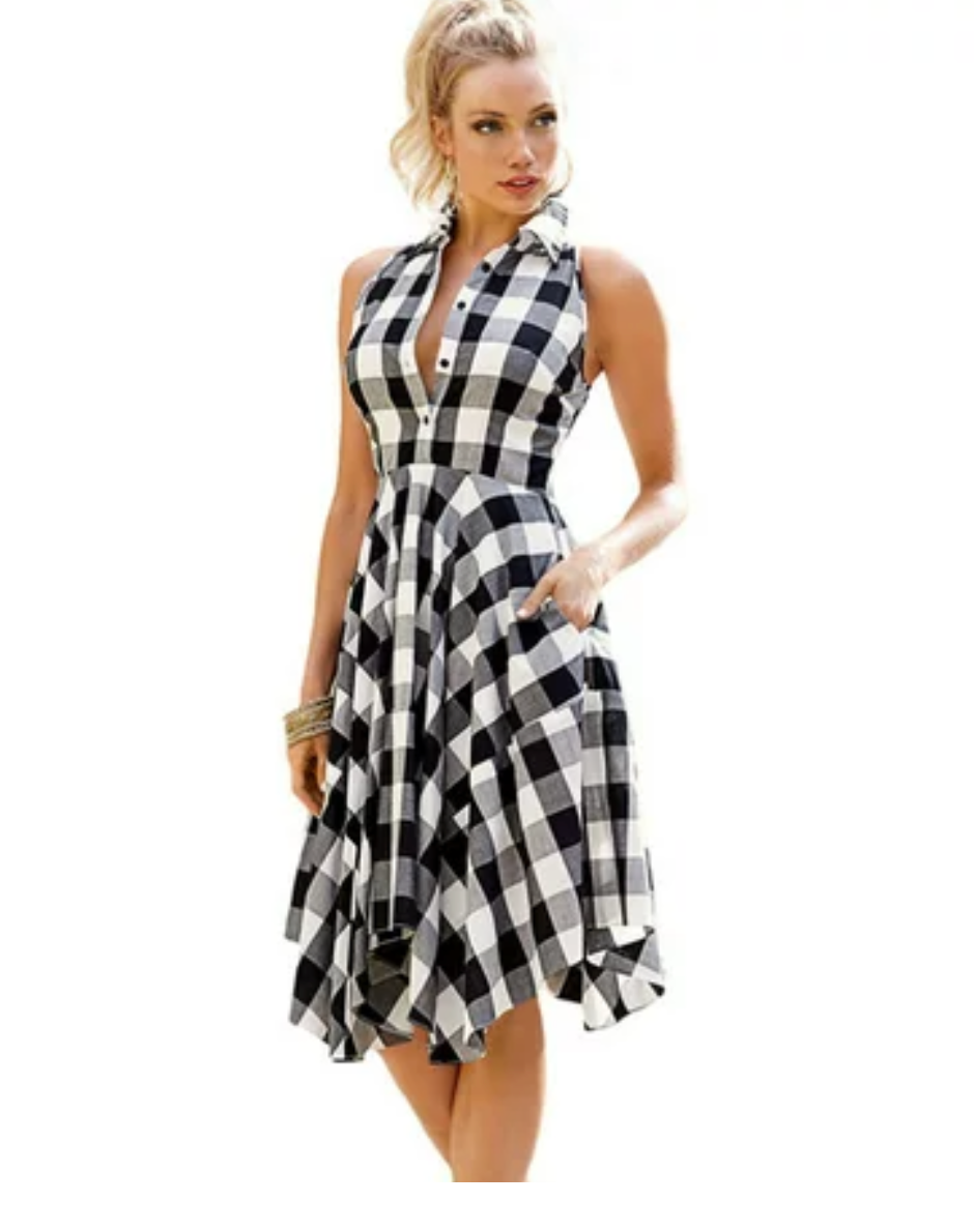 Womens Shirt Dress • BLACK and WHITE Check