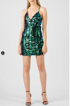 Mesh Sequin Wrap Dress