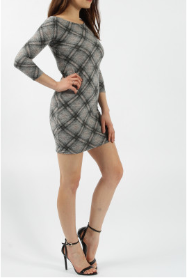 Checked Brushed Bodycon Dress