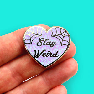 Jubly Umph Lapel Pin • Stay Weird PURPLE Glitter Heart