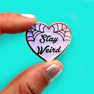 Jubly Umph Lapel Pin • Stay Weird PURPLE Glitter Heart